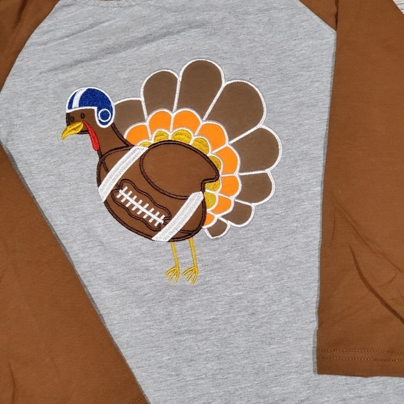 Thanksgiving Turkey Applique Raglan - Picture 5 of 6